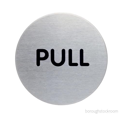 Durable 490165 symbolskylt "PULL", Ø 83mm, silverfärgad 4005546400129