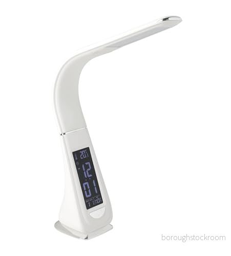 EGLO LED bordslampa Cognoli, med touch, neutral vit, dimbar, info display, väckarklocka, plastskrivbordslampa, kontorslampa i vitt 9002759979157
