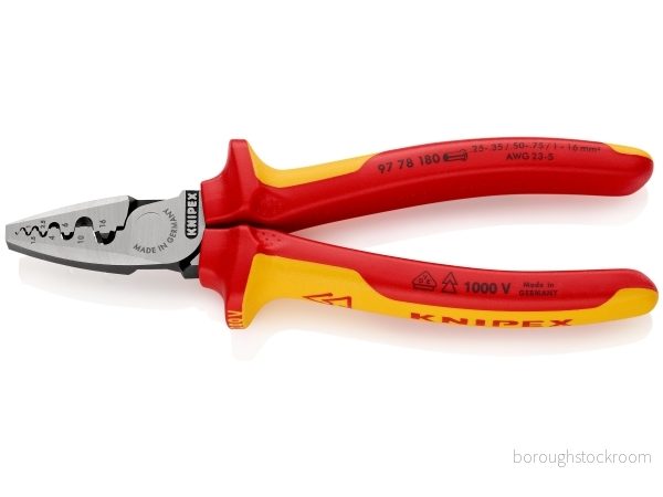 Knipex 97 78 180 krymtång kabelskor 0.25 till 16 mm² 4003773072003