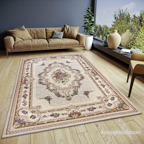 Hanse Home Hafsa design matta orientalisk platt väv blommönster, halkfri undersida, högkvalitativt vävd för vardagsrum, sovrum, matsal, hall grädde multifärger, 150 x 220 cm 4068226000484