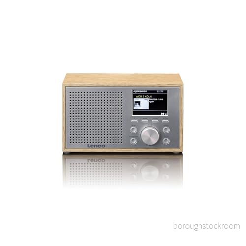 Lenco DAR 017 DAB+ Radio, kompakt radio med Bluetooth 5.0, sändarminne, FM mottagare, 2 väckningstider, 3 watt RMS, 3,5 mm AUX, trä 8711902079736