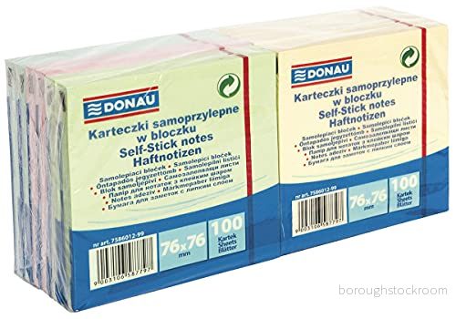 Bloczek samoprzylepny 76x76 Donau mix kolorów 12/100 kartek 9003106501212
