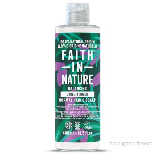 Faith In Nature naturlig lavendel pelargon balsam, lugnande, vegansk och fri från djurförsök, utan SLS eller parabener, för alla hårtyper, 400 ml 708002041112