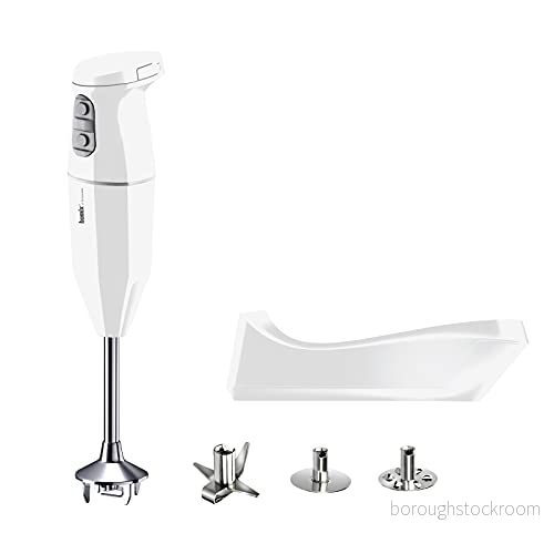 bamix stavmixer set cordless sladdlös, inkl. laddningsstation, multifunktionskniv, visp, vispskiva av rostfritt stål, 250 watt, 2 hastigheter, Made in Switzerland, vit 7610497621430
