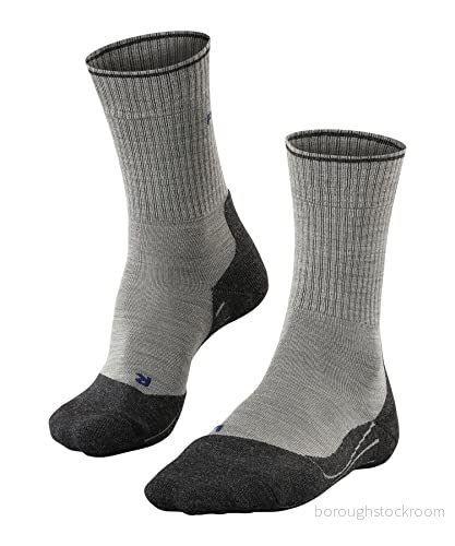 FALKE herr Vandringsstrumpor TK2 Explore Wool Silk M So ull funktionsmaterial tjock anti-blåsor 1 par, Grå Light Grey 3400, 46-48 4043874264143