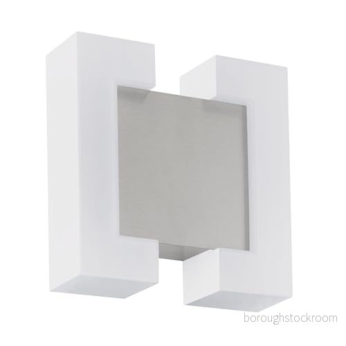 EGLO LED utomhus vägglampa Sitia, 2 lågor utomhuslampor, av galvaniserat stål och plast, Nickel-matt, vit, IP44 9002759959876