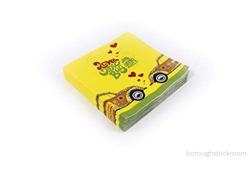 BRISA VW Collection Volkswagen servettbordspappersdukar med skalbagg/betetle motiv (Flower Power/gul/3 lager) 600514908481