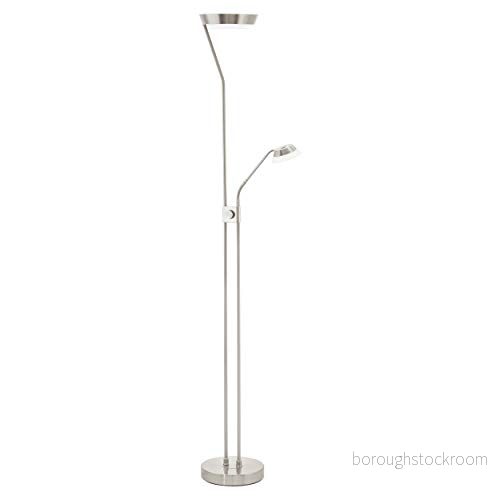 Eglo LED golvlampa, Sarrione, 3 ljuskällor, dimbar, vardagsrum av metall i nickelmatt, plast vitt, lampa med strömbrytare, takstrålkastare lä, varmvit 9002759937133