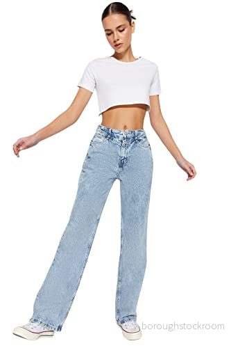 Trendyol Blå Detaljerade Jeans med hög midja 90 tals breda ben 8682582896756