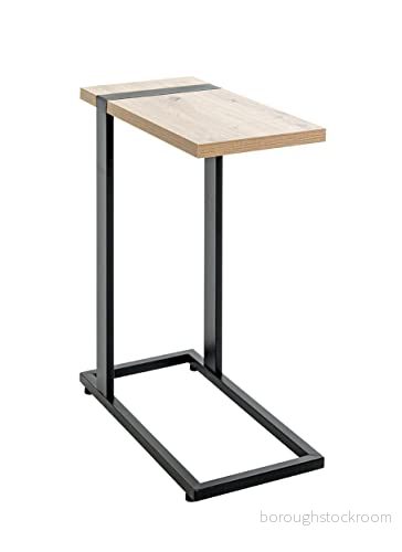 HAKU Möbel Sidobord ek, svart, Metall, spånskiva Storlek: B 24 cm x H 64 D 49 cm, Stil: Modern 4001070374004