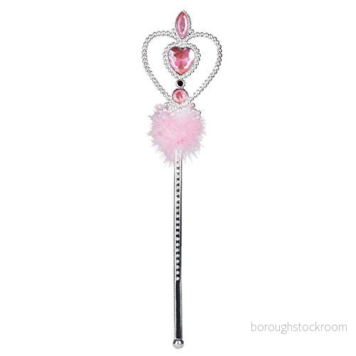 Boland 44072 trollstav Anna, rosa, silver, 32 cm, Marabou fjäder, smycken, stenar, älva, prinsessa, karneval, halloween, temafest, teater 8712026440723