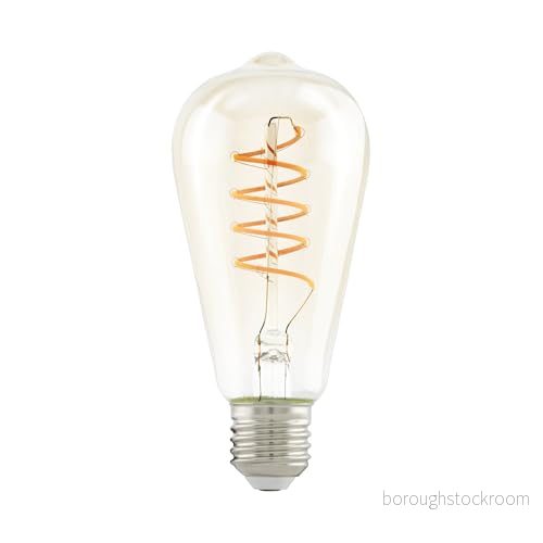EGLO LED E27 lampa, bärnsten vintage glödlampa, spiral för retrobelysning, 4 watt (motsvarande 25 watt), 260 lumen, varmvit, 2200 Kelvin, LED-lampa, Edison glödlampa ST64, Ø 6,4 cm 9002759116811