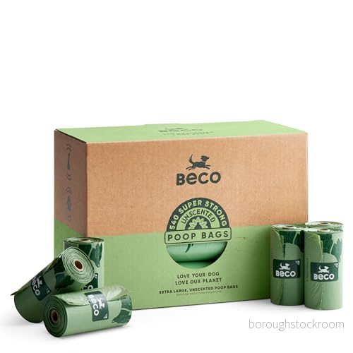 Beco Starka och stora bajspåsar 540 påsar (36 rullar med 15) oparfymerad dispenser kompatibla hundbajspåsar grön, BBG 5060189755592
