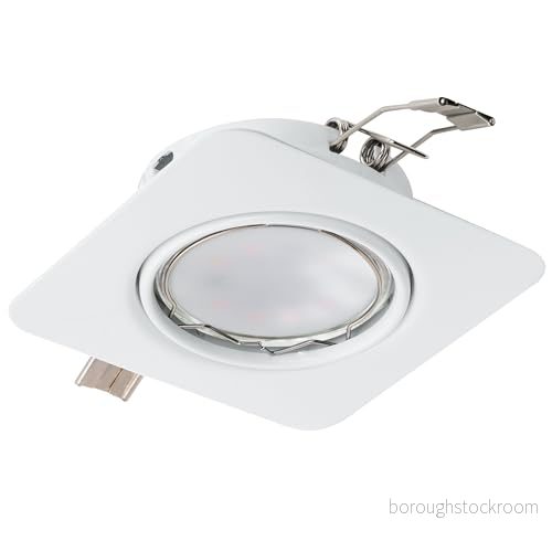 EGLO installationsstrålkastare peneto, fläck av stål i vitt, installationslampa med GU10 fattning, LED ljuskälla inkluderad, platt, svängbar, L x B 8,7 cm 9002759942625
