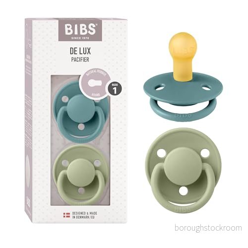 BIBS De Lux Napp 2 pack, BPA fri, Rund sugdel. Naturgummilatex, Storlek 1 (0 6 månader), Island Sea/Sage 5713795216833