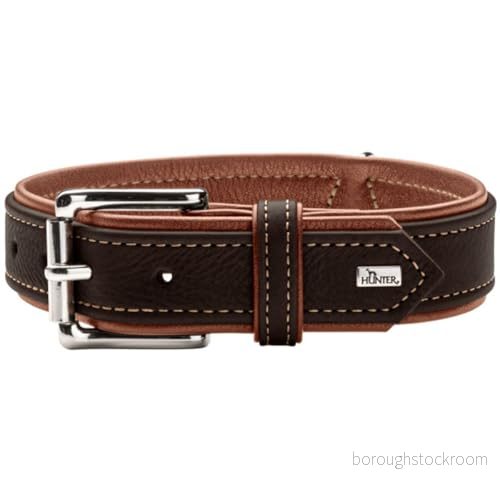 HUNTER Hundhalsband Canadian UP, färg: svart/konjak, mjukt, smidigt läder, klassisk, pälsvänlig, hållbar, tillverkad i Tyskland, storlek: 40 4099902000276