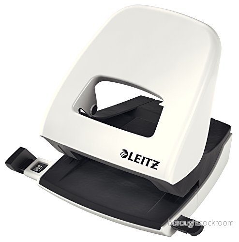 Leitz WOW Hålslag, 30 ark, styrskena med formatmarkeringar, metall, vit, 50081001 4002432395941