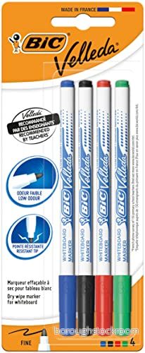 BIC Velleda 1721 Whiteboardpennor Smal Rund Spets Blandade Färger, 4 pack i Blisterförpackning 3086120027247