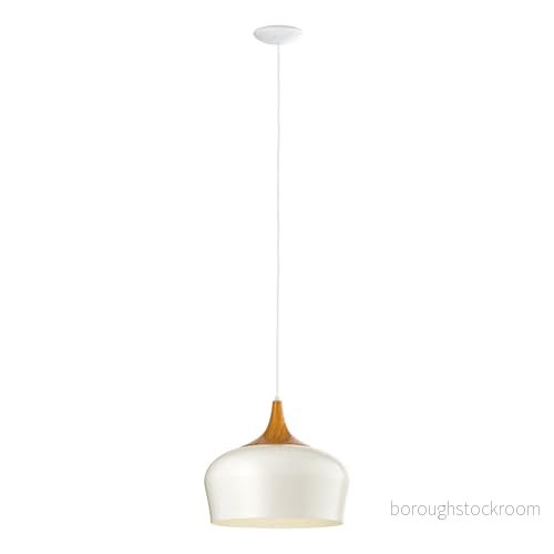 Eglo Pendellampa Obregon - Modern - Hängande lampa av metall - Krämfärgad och ek - med E27-sockel 9002759953836
