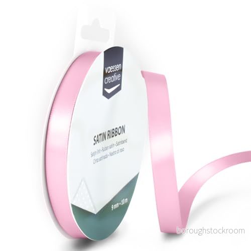 Vaessen Creative Satin Ribon, tyg, ljusrosa, 9 mm 8716052232680