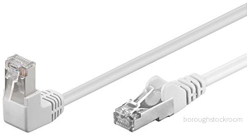 Goobay 94177 CAT.5e F/UTP patchkabel 90 uppåt, rak/uppåtvinklad nätverkskabel, dubbel skärmad, 0,5 meter, vit 4040849941771