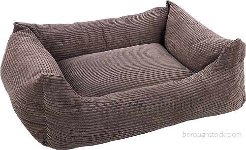 Flamingo Brun Velluto säng för katter katthundsäng 100 x 80 25 cm tvättbar halkfri botten avtagbart överdrag, mjuk och bekväm sovplats 5400585261011