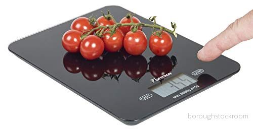 Bestron AKS710Z digital köksvåg med LCD display, lastkapacitet 5 kg, precision på 1 g, glas, svart 8712184054510