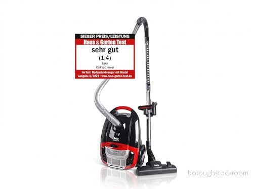Fakir Red Vac Power golvdammsugare med påse I Tyst dammsugare högpresterande motor kabel och HEPA 13 filter för allergiker 9 m actionradie svart/röd 700 watt 4002780012361