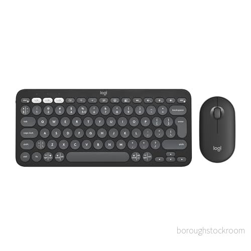 Logitech Pebble 2 Combo, trådlöst tangentbord och mus, diskret bärbar, anpassningsbar, Logi Bolt, Bluetooth, Easy-Switch för Windows, macOS, iPadOS, Chrome - grafit AZERTY 5099206115361