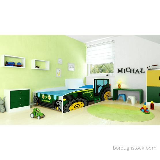 KOBI barnsäng med fallskydd, bondgård Grön traktor 160 x 80 cm ungdomssäng, madrass barnsängar pojkar flickor Enkelsäng bilsäng 5903641550437 KOBI barnsäng med fallskydd, bondgård Grön traktor 160 x 80 cm ungdomssäng, madrass barnsängar pojkar flickor Enkelsäng bilsäng 5903641550437
