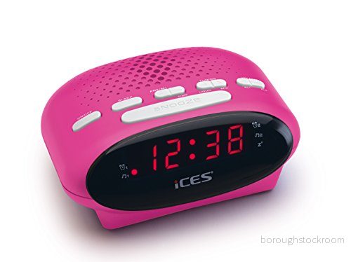 Ices ICR 210 rosa FM klockradio radioväckarklocka med 2 larmtider PLL snooze funktion sömntimer effektreserv kompakt 8711902033806