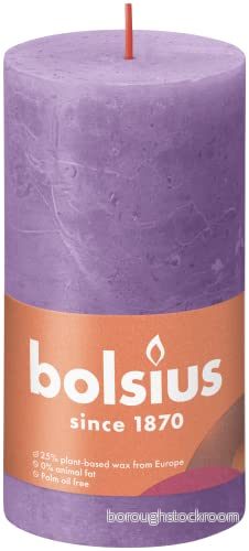 BOLSIUS 4 Pack Vibrant Violet (Purple) Rustic Pillar Candles 2.75 X 5 Inches Premium European Quality Natural Eco Friendly Plant Based Wax Unscented Dripless Smokeless 60 Hour Party 8717847149268
