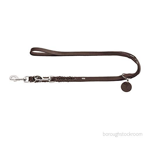 HUNTER SOLID EDUCATION justerbar hundkoppel läder, flätad, robust, mjuk, 1,8 x 200 cm, mörkbrun 4016739661289