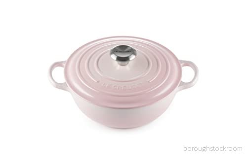 Le Creuset Signatur gjutjärnspanna med lock, Ø 26 cm, La Marmite, rund, lämplig för alla typer av spisar och induktion, volym: 4,1 l, 4,255 kg, Shell Pink, 21114247770430 24147312628