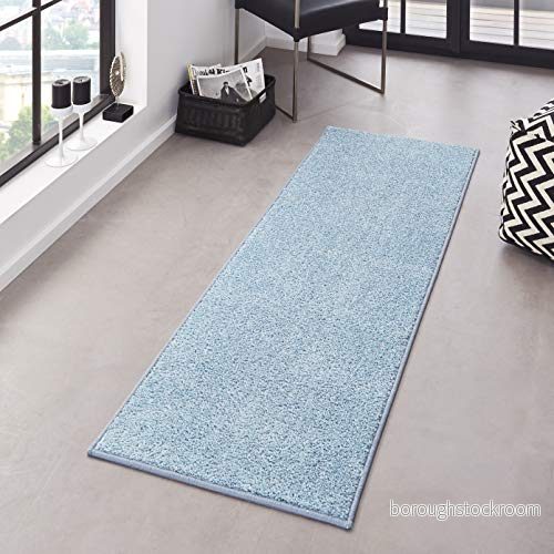 Hanse Home Pure Matta Vardagsrumsmatta tät kort lugg robust sovrumsmatta enfärgad modern för matsal, vardagsrum, barnrum, hall, sovrum, kök blå, 80 x 400 cm 4260482440756