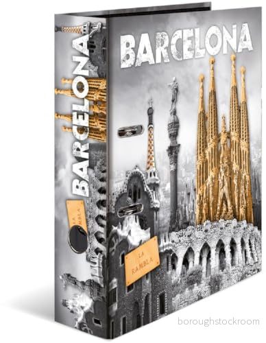 Herma 7278 samlarmapp DIN A3 städer Rom av stabil plast med tryckta innerlappar, gummikappa, hörnmappa, 1 teckenmapp för barn Kreativ mapp A4 Barcelona 4008705071772