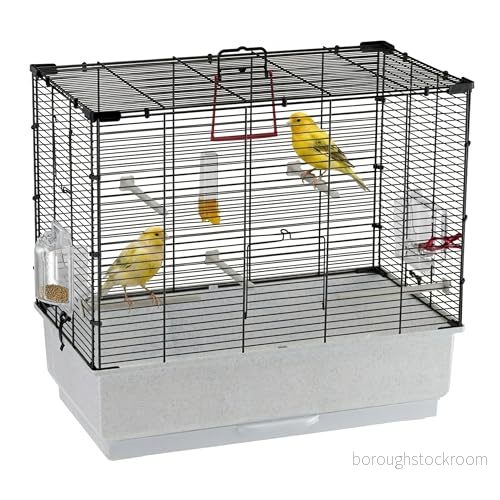 Ferplast fågelbur PIANO 4, kanarieburar, liten fågelbur, med fågelmatare, fågeldrickare vattendispenser, 59 x 33 h 55 cm, tillbehör, avtagbar bricka 8010690107264