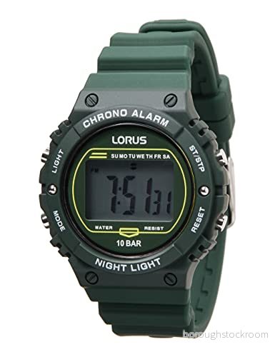 Lorus Män digital kvartsklocka med silikonarmband R2309PX9, Grön 4894138354892