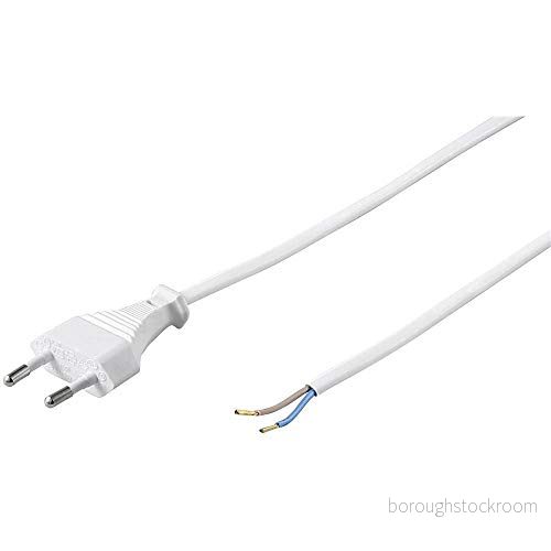 Goobay 51345 strömkabel 2 polig eurokontakt och öppna ändar kabel med kontakt Euro CEE 7/16 ledarändhylsor eurokabel vit 1,5 m 4040849513459