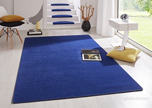Hanse Home Inomhatta Fancy vardagsrumsmatta enfärgad modern velourmatta för matsal, vardagsrum, barnrum, hall, sovrum, kök blå, 160 x 240 cm 4260525250366