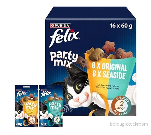 Felix Party Mix Original och Seaside, kattgodis med olika sorter, 2 pack (2 x 8 påsar à 60g) 7613287057532