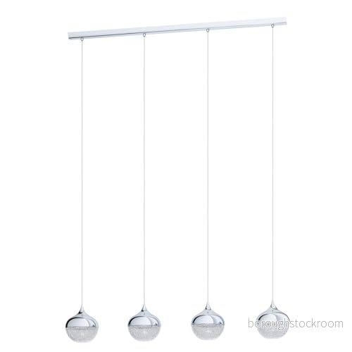 Eglo Hänglampa, Mioglia 1, hängande lampa med 3 lampor, elegant, av stål, plast och granille i krom, vit, klar, matbord, vardagsrum, E14 sockel 9002759986285