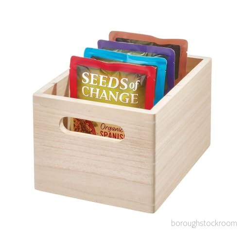 iDesign 05055CEU trä, liten organisatör för mat och konserverade varor från The Home Edit serien, förvaringslåda gjord av trä med handtag köket, ljusbrun 81492050551
