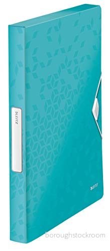 Leitz WOW Boxmapp, A4, upp till 250 ark, elastiska band, flexibel plast, isblå metallic, 46290051 4002432105953