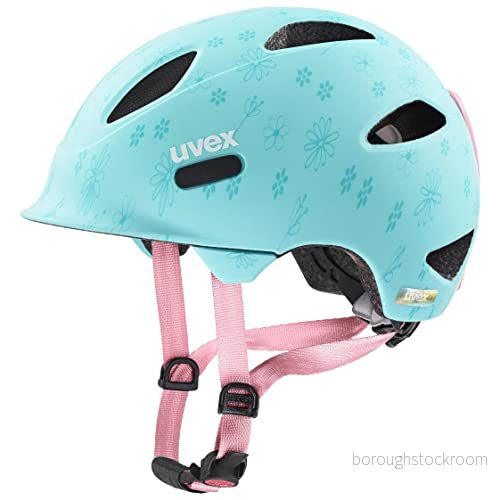 uvex oyo style lätt cykelhjälm för barn individuell storleksanpassning anpassad LED belysning flowers cyan matt 45 50 cm 4043197360386