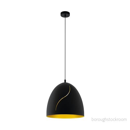 Eglo Hänglampa Hunningham, 1 glödlampa hänglampa, industriell, vintage, stålhänglampa i svart, guld, matbord, vardagsrum, hängande med E27 fattning, Ø 40,5 cm 9002759430672