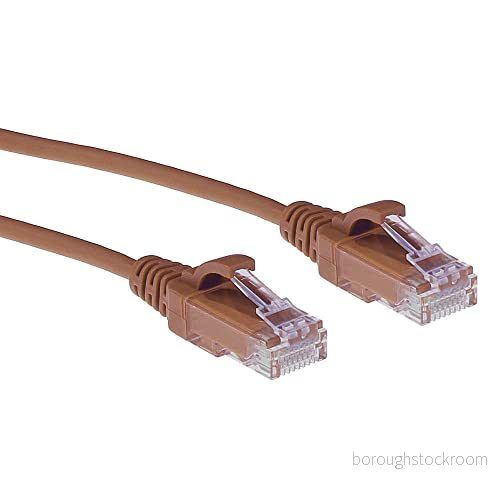 ACT CAT6 nätverkskabel, U/UTP LSZH LAN kabel, tunn 3,8 mm slimline, flexibel snagless Ethernet kabel med RJ45 kontakt, för användning i datacenter, 7 meter, brun DC9207 8716065510478