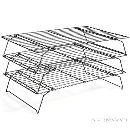 CUESVAP 3 nivåer non stick trådkylställ, hopfällbara bakverktyg och tillbehör för tårta, grillning, kakor kex, 40 x 25 cm 70896129260