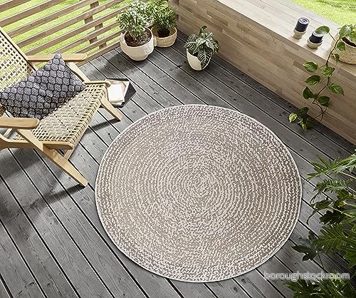 HANSE Hem öken inomhus och utomhatta rund utomhatta, modern, väderbeständig vattentät, platt tyg, för vardagsrum, hall, terrass, trädgård, balkong krämbeige, 120 cm 4262377778371