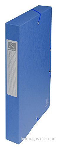 Exacompta Ref 50402E 1 arkiveringslåda med gummiband exabox av glansig kartong 600 g/m2 baksida 4 cm mått 25 x 33 för A4 dokument färg blå levereras monterad 3130630504023